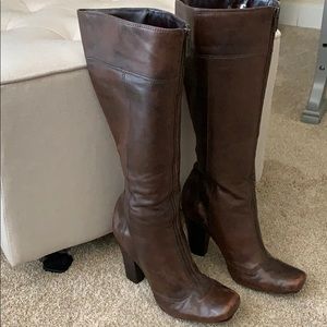 Gianni bini brown genuine leather knee high boots
